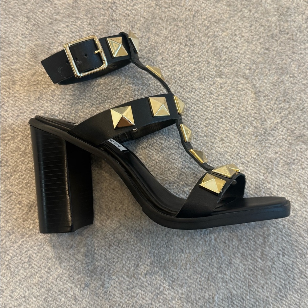 Steve Madden Black Heels with Gold Studs